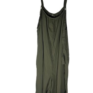 Olive Green Sleeveless Baggy Jumpsuit Overalls Size L